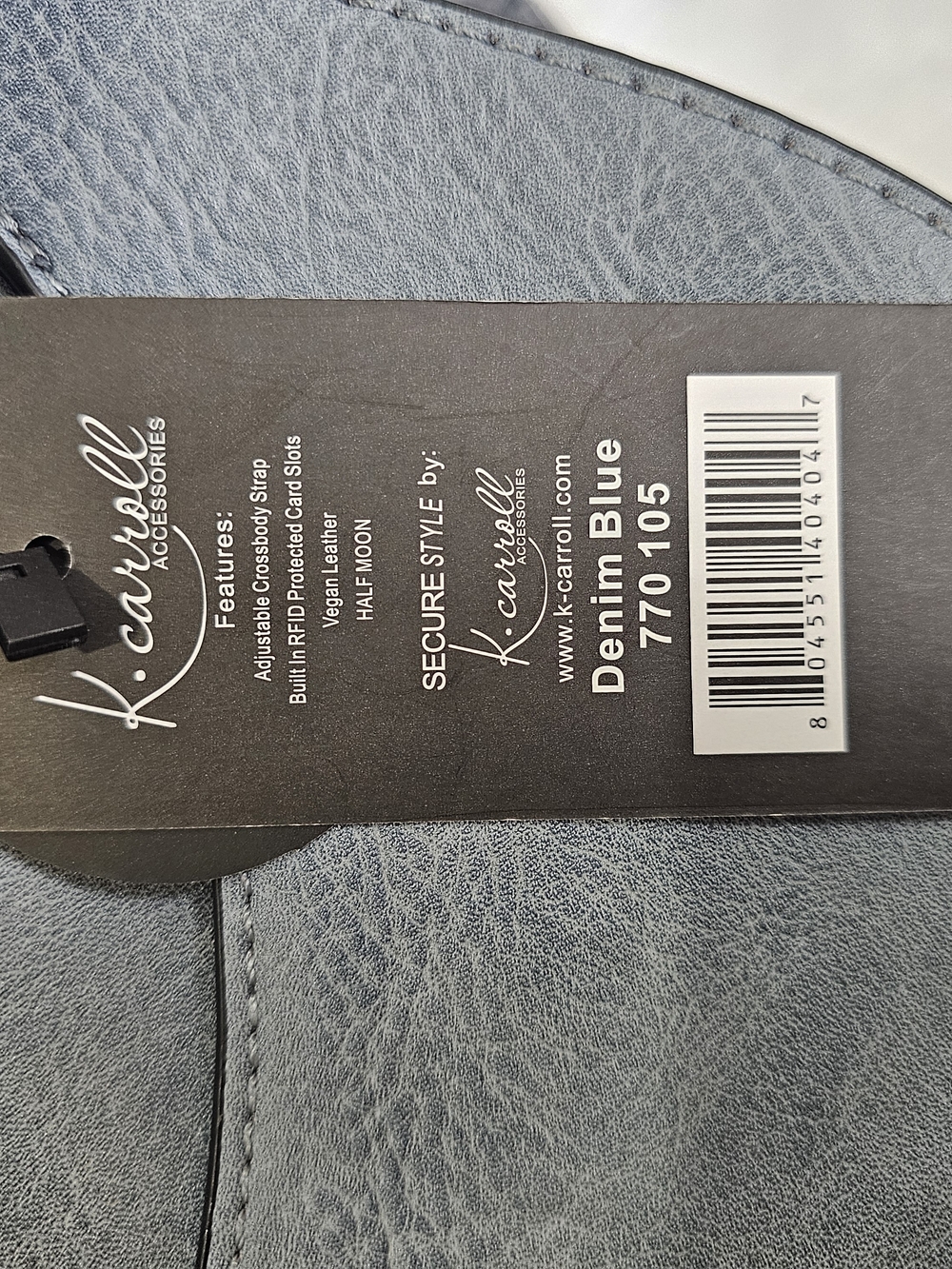 K. Carroll Denim blue Semi-Circle Crossbody Bag with RFID Protection - Picture 4 of 11